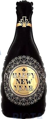 Фигурный шар Черно-золотая бутылка шампанского на Новый год, 104 см