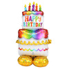 Фигурный шар Тортик-радуга со свечками, Happy birthday, 134 см
