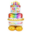 Фигурный шар Тортик-радуга со свечками, Happy birthday, 134 см