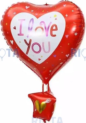 Фигурный шар Воздушный шар в виде сердца, I love you, 76 см