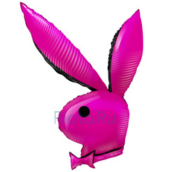 Фигурный шар Ярко-розовый заяц с бабочкой, 97 см