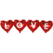 Гирлянда из шаров Красные сердца Любовь (Love), 99 см