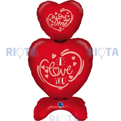 Ходячий шар Большая любовь из красных сердец, 96 см