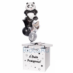 Коробка сюрприз с шарами "С Днём Рождения, Панда"