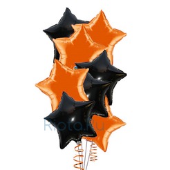 Шары Звёзды, чёрные и оранжевые, 46 см