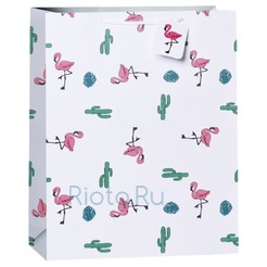Пакет подарочный Фламинго и кактусы