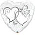 Шар-сердце Переплетенные сердца серебро, 91 см