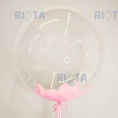 Шар Бабл (BUBBLE) с розовыми перьями