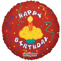 Шар-круг Кекс со свечкой Happy Birthday, 45 см