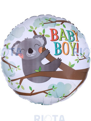 Шар-круг Коала на ветке серая, Baby boy, 46 см