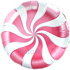Шар-круг Леденец Розовый, 46 см