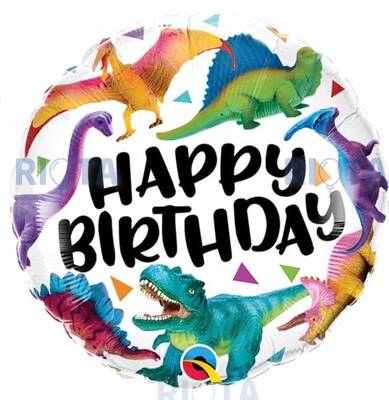 Шар-круг Мир Динозавров, Happy birthday, 46 см