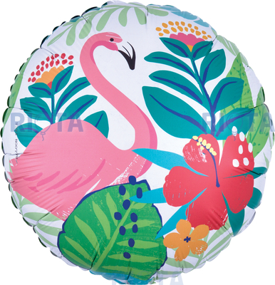Шар-круг Нежный фламинго и цветы, 46 см