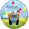 Шар-круг Синий трактор с шариками едет по полям, 46 см