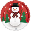 Шар-круг Снеговик в черной шляпке, красный, 46 см