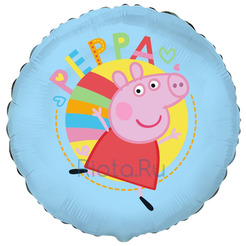 Шар-круг Свинка Пеппа и цветной кружок, голубой, 46 см