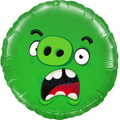 Шар-круг Зеленая Свинка из Angry Birds, 46 см