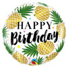 Шар-круг Золотые ананасы, Happy birthday, 46 см