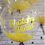 Шар-пузырь прозрачный, с желтыми перьями, 60 см