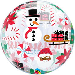 Шар-пузырь Снеговик, Merry Christmas, 55 см