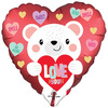 Шар-сердце Белый мишка с валентинкой, love, 46 см