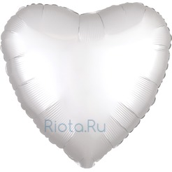 Шар-сердце Белый сатин, 46 см