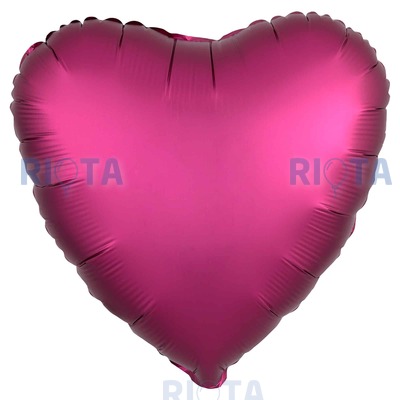 Шар-сердце Бургундия, сатин, 46 см