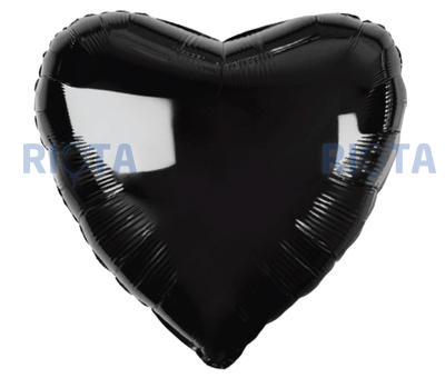 Шар-сердце Черный, 46 см