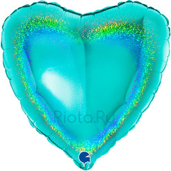 Шар-сердце голография, Тиффани, 46 см