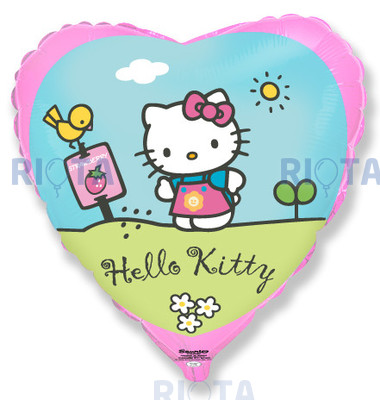 Шар-сердце Hello Kitty, розовый, 46 см