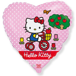 Шар-сердце Хеллоу Китти на велосипеде, 46 см