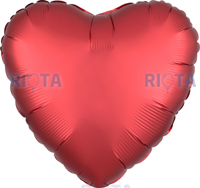Шар-сердце Красный сатин, 46 см