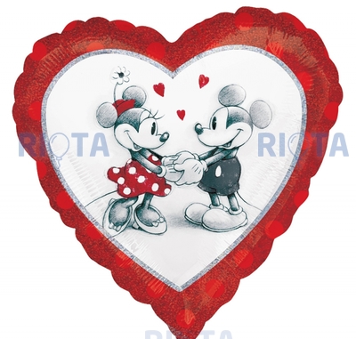 Шар-сердце Микки и Минни (рисунок), 46 см