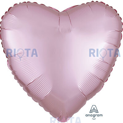 Шар-сердце Нежно-розовый сатин, 46 см