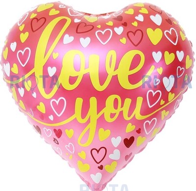 Шар-сердце Парящие сердца, love you, 46 см