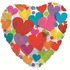 Шар-сердце Прозрачный с разноцветными сердечками, 46 см