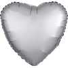 Шар-сердце Серебряный сатин, 46 см