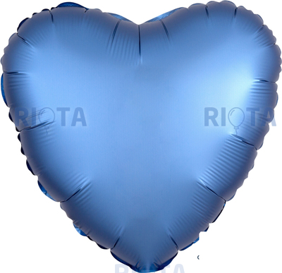 Шар-сердце Синий сатин, 46 см