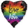 Шар-сердце Яркие краски, с надписью: Love is love, 46 см