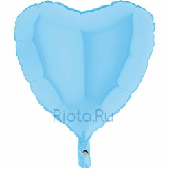 Шар-сердце Ярко-голубой, 46 см