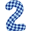 Шар цифра 2, клеточки, голубой , 86 см