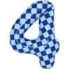 Шар цифра 4, клеточки, голубой, 86 см