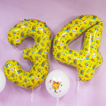 Шар-цифра 4 желтая, Три кота, с днем рождения, 86 см
