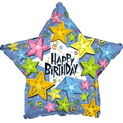 Шар-звезда Happy Birthday (звезды), 45 см