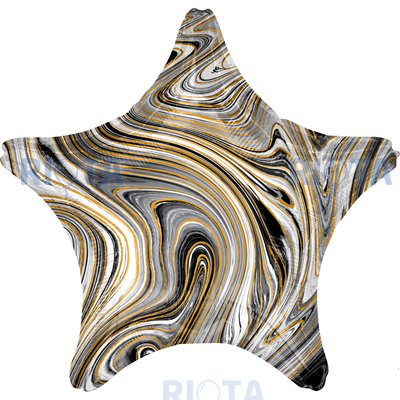 Шар-звезда Мрамор, чёрно-белый, 46 см