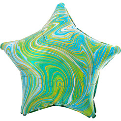 Шар-звезда Мрамор, зелёно-голубой, 46 см