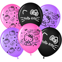 Шары Hello Kitty, ассорти, с Днем рождения