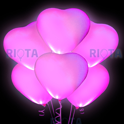 Шары Светящиеся сердца, розовые, 41 см
