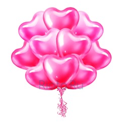 Шары Ярко-розовые сердца, 30 см