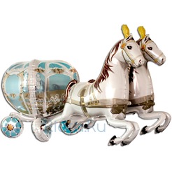 Фигурный шар 3D Свадебная карета с лошадьми, 190 см